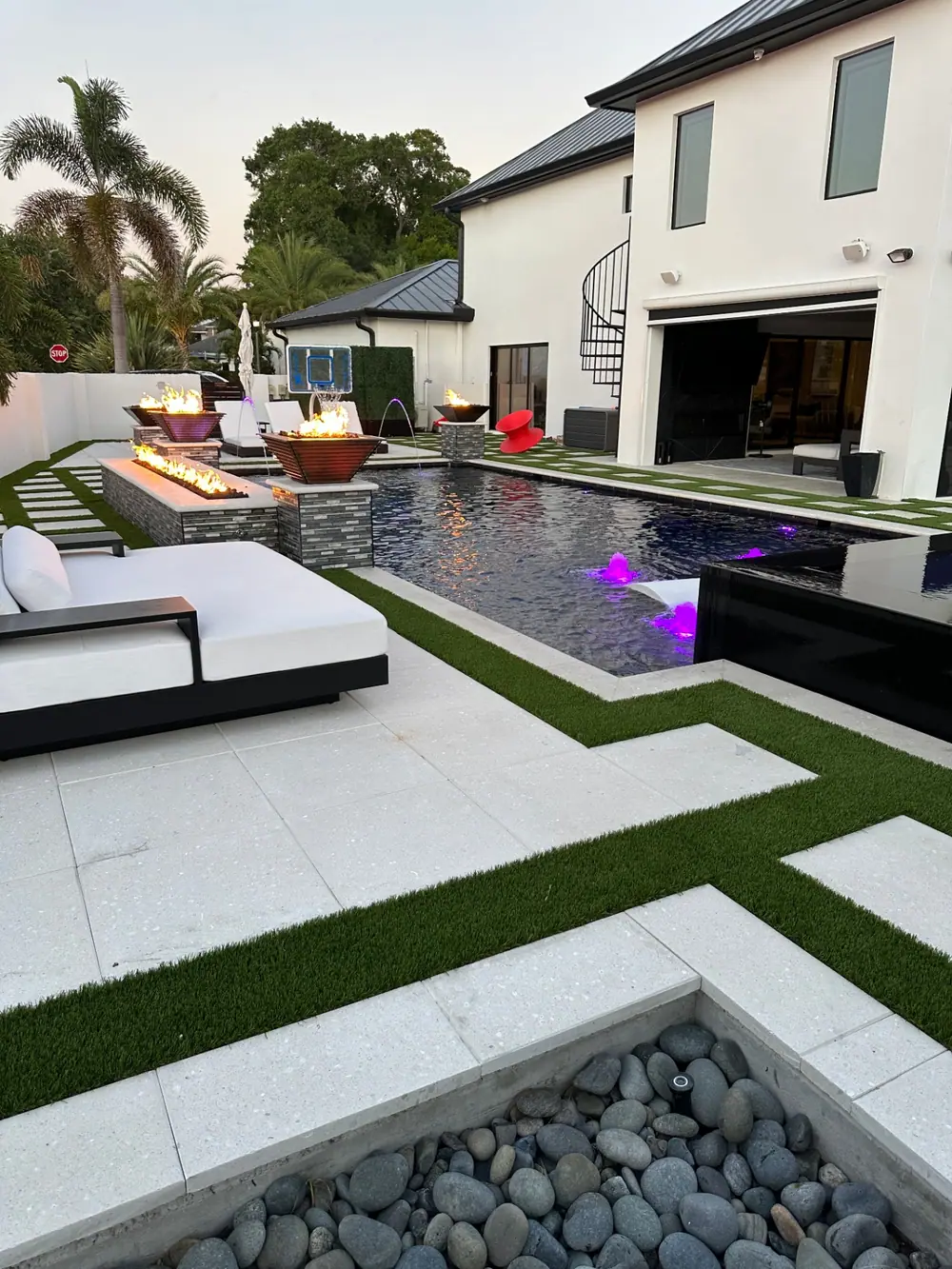 Geometric pool overview — Culbreath Project custom pool project by Wahoo Pools in Tampa, FL