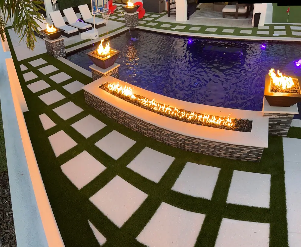 Private lot pool view — Culbreath Project custom pool project by Wahoo Pools in Tampa, FL