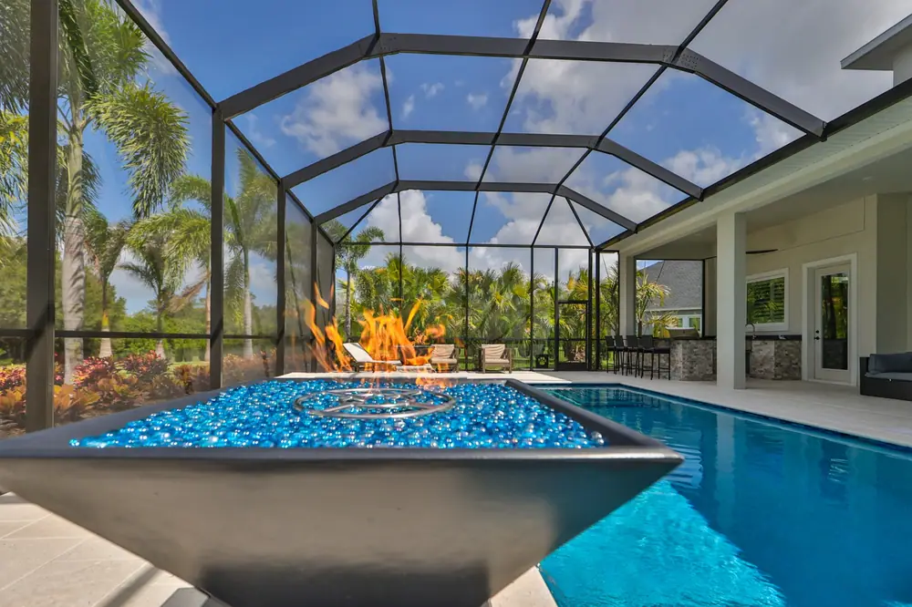 Evening view — Del Coronado custom pool project by Wahoo Pools in Tampa Bay, FL