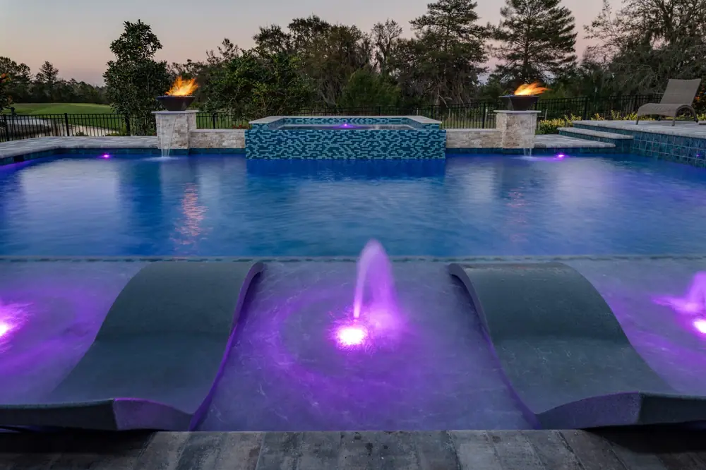 Pool water detail — Hawk Oasis custom pool project by Wahoo Pools in Tampa Bay, FL