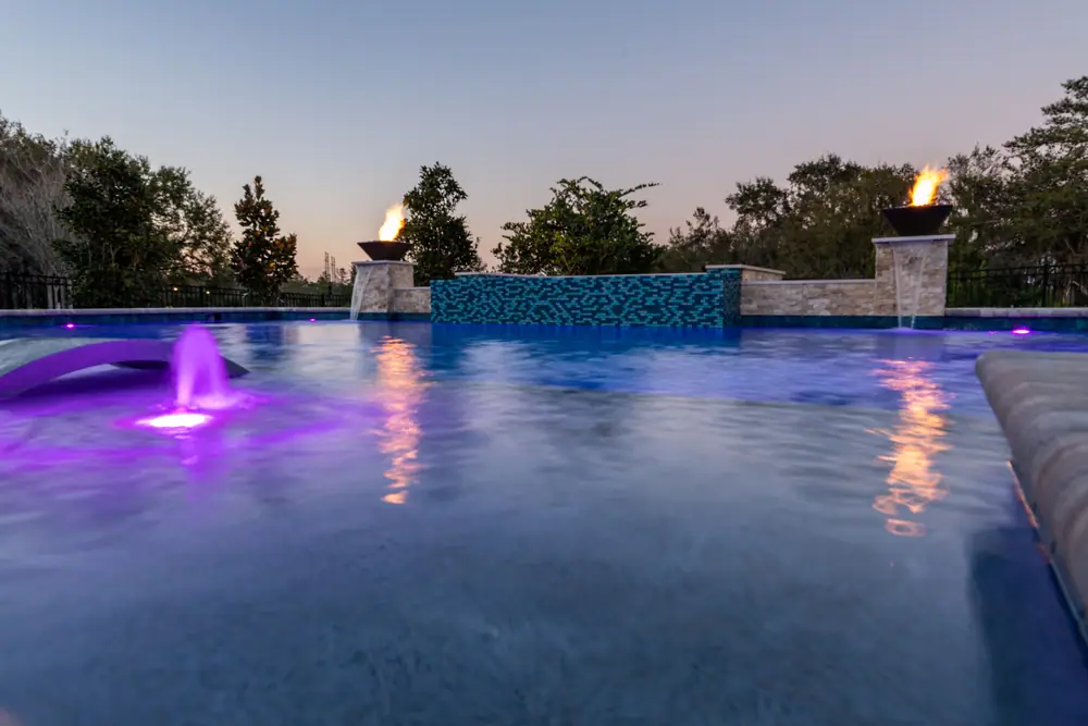 Landscape and lighting — Hawk Oasis custom pool project by Wahoo Pools in Tampa Bay, FL