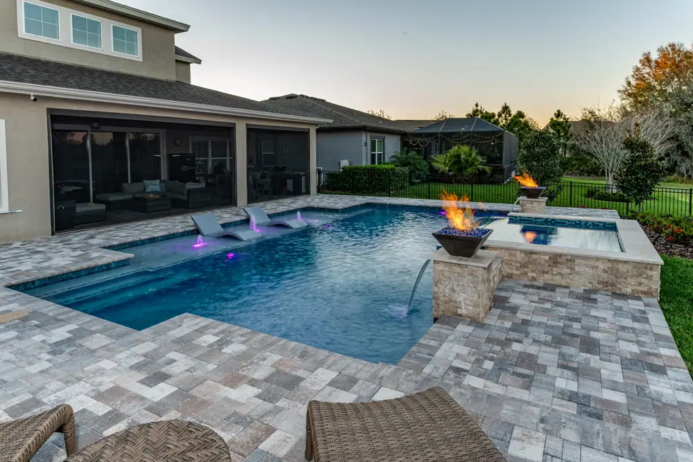 Large outdoor pool detail — Hawk Oasis custom pool project by Wahoo Pools in Tampa Bay, FL