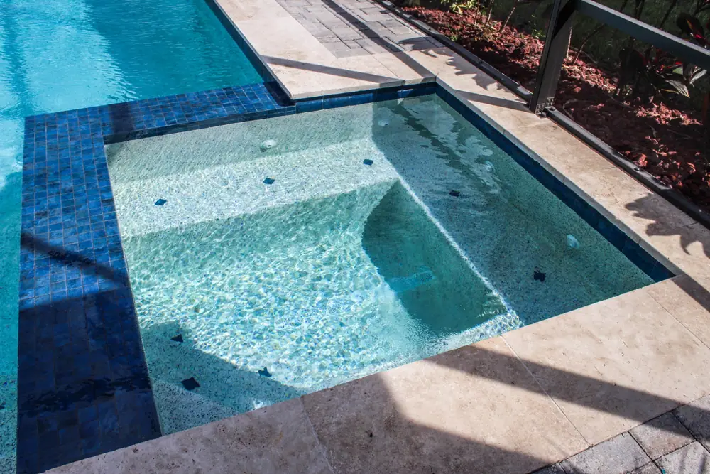 Lake view from pool — Lakeside Serenity custom pool project by Wahoo Pools in Tampa Bay lakefront