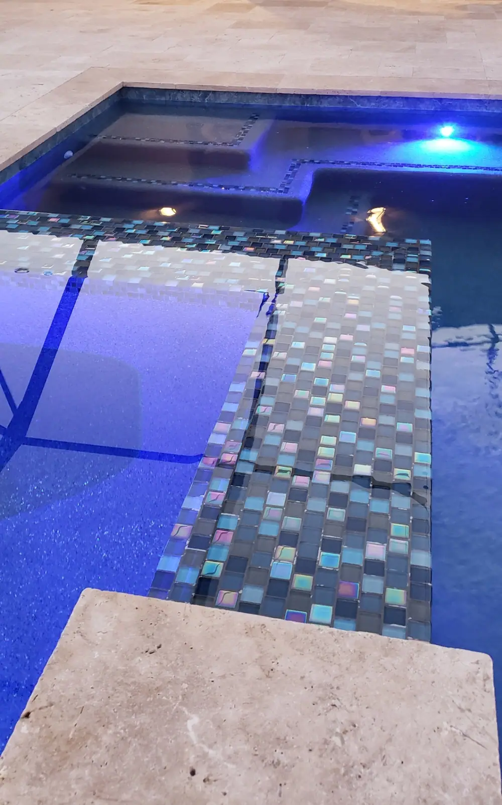 Pool at night — Lithia Forest custom pool project by Wahoo Pools in Lithia, FL