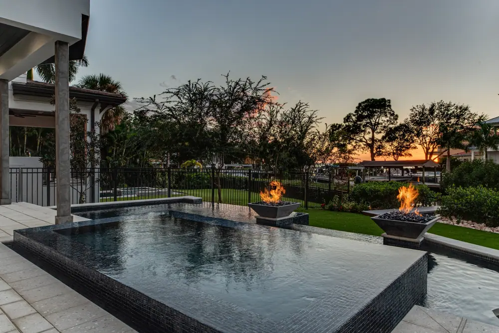 Pool water reflections — Modern Sunset custom pool project by Wahoo Pools in Tampa, FL