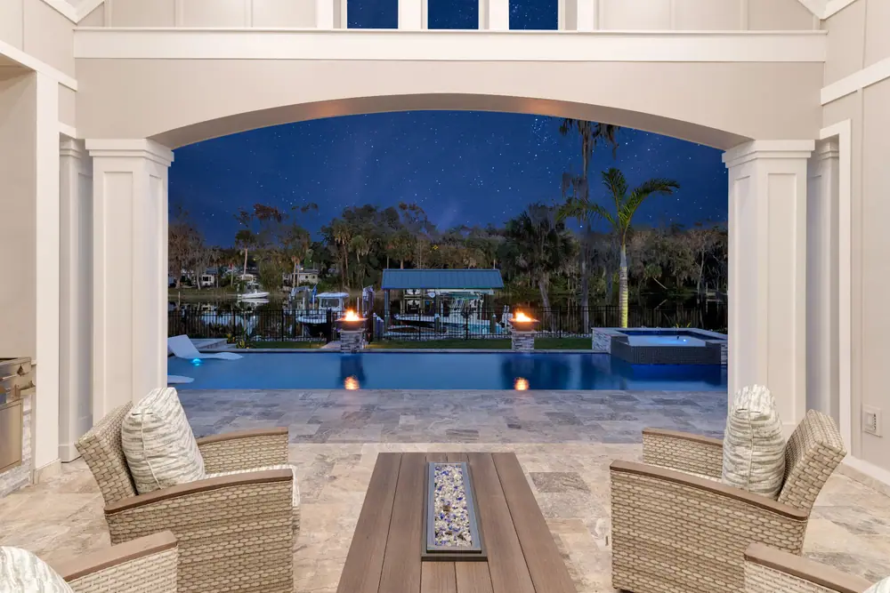 Sunset view over the river — Riverside — Alafia custom pool project by Wahoo Pools in Riverview, FL
