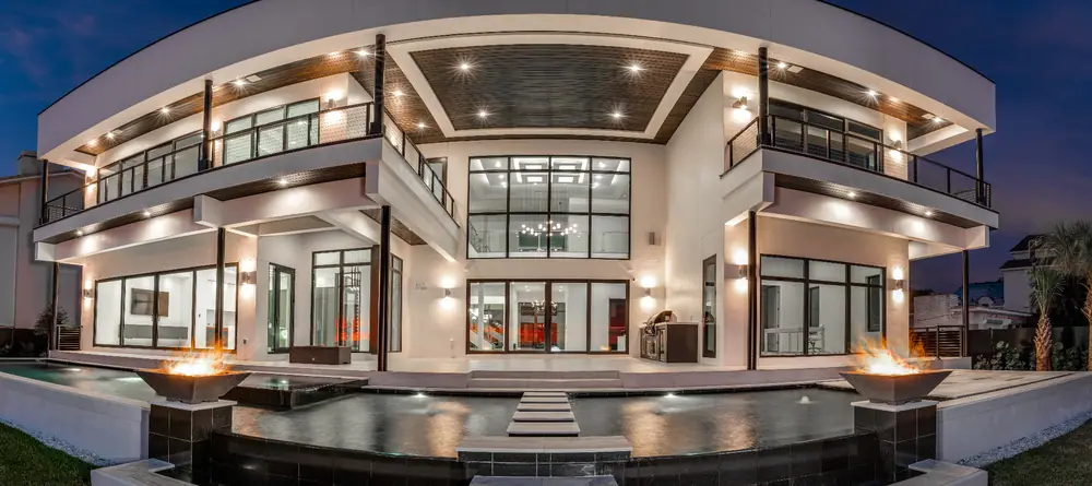 Fire bowls over Tampa Bay — Sandpiper Bayfront custom pool project by Wahoo Pools in Tampa Bay bayfront