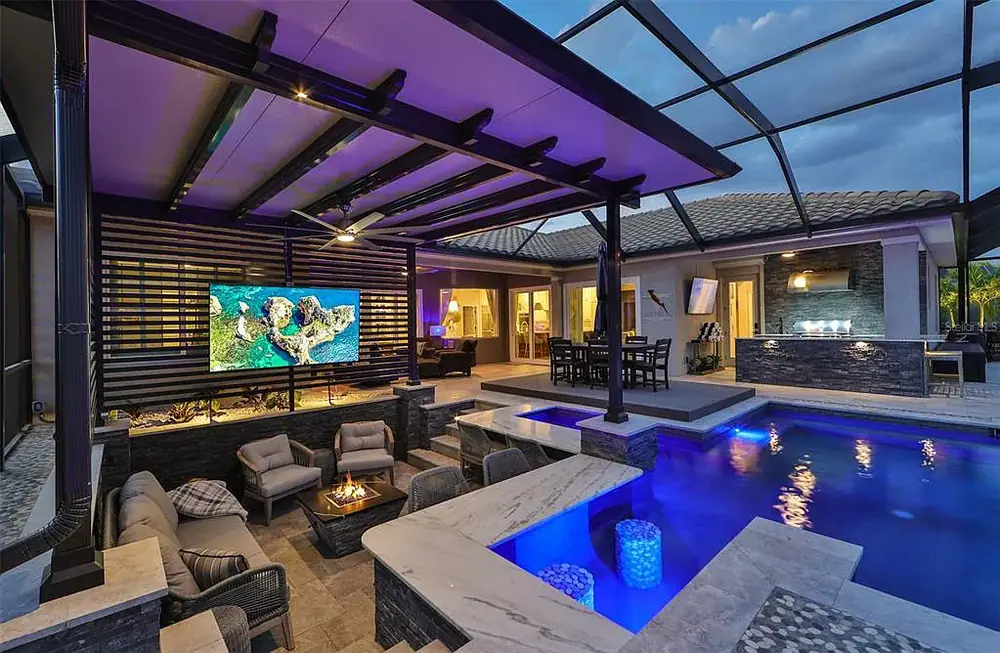 Travertine coping detail — Timeless Project custom pool project by Wahoo Pools in Tampa, FL