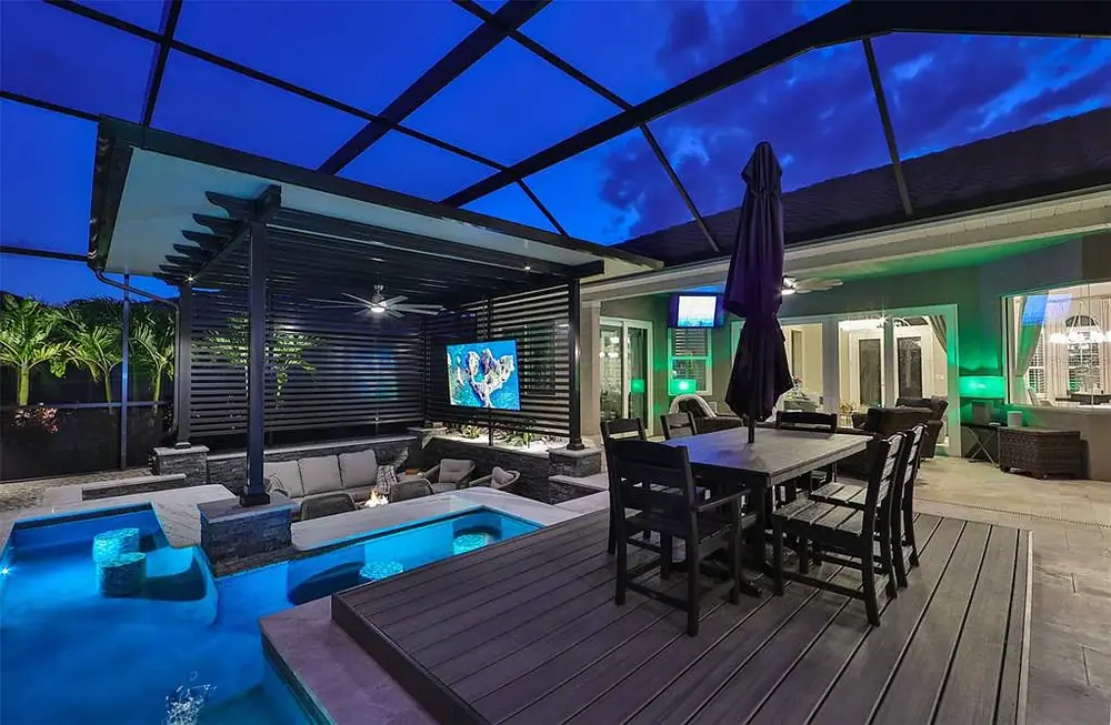 Travertine walkway — Timeless Project custom pool project by Wahoo Pools in Tampa, FL