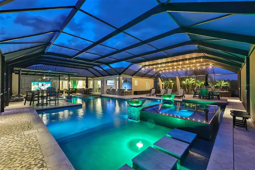 Pool at twilight — Timeless Project custom pool project by Wahoo Pools in Tampa, FL
